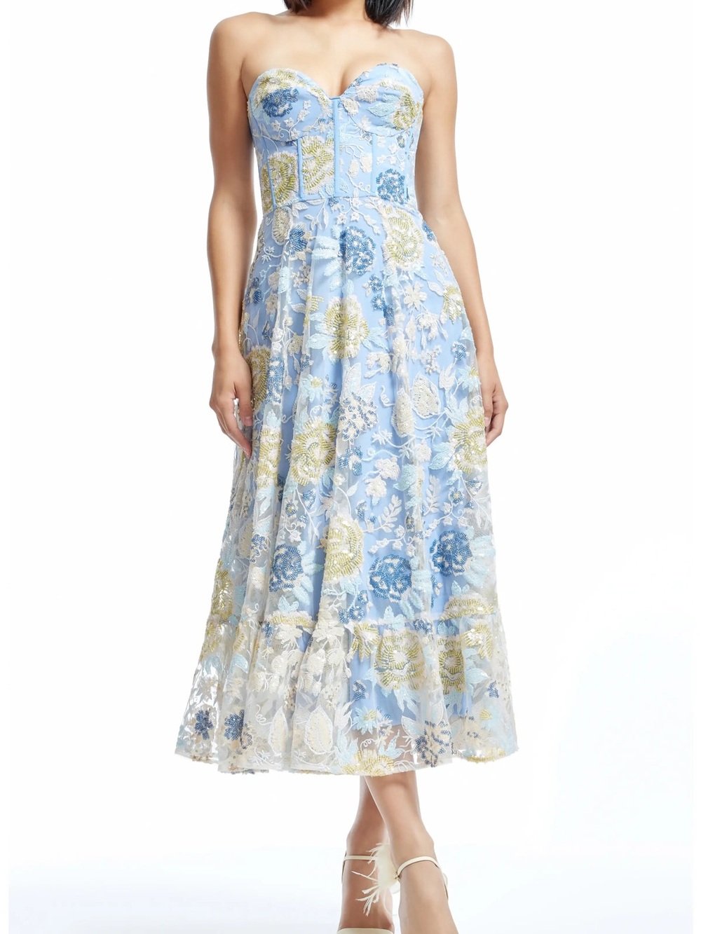 Carina Sequin Appliqué Midi Dress - sky blue -XS - Picture 4 of 5